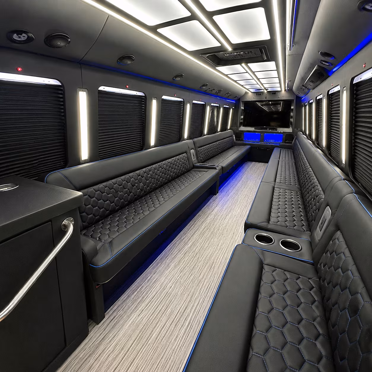 Wellington Birthday, Sweet 16, & Quinceañera Transportation party bus interior