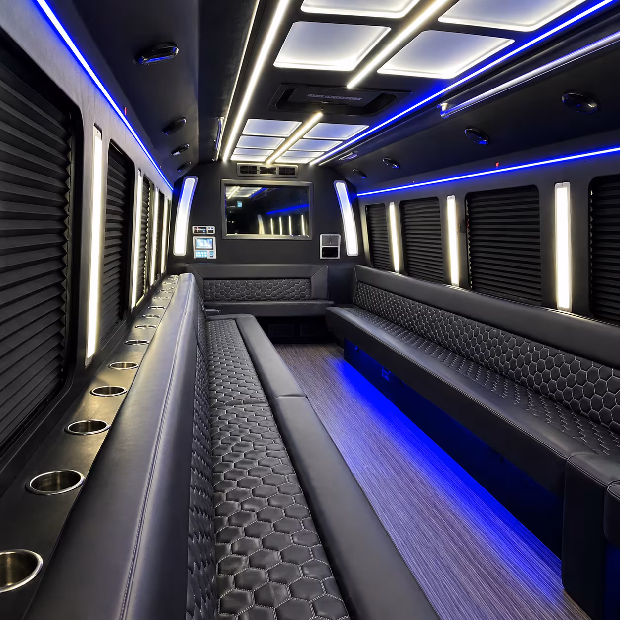 Wellington Birthday, Sweet 16, & Quinceañera Transportation party bus interior