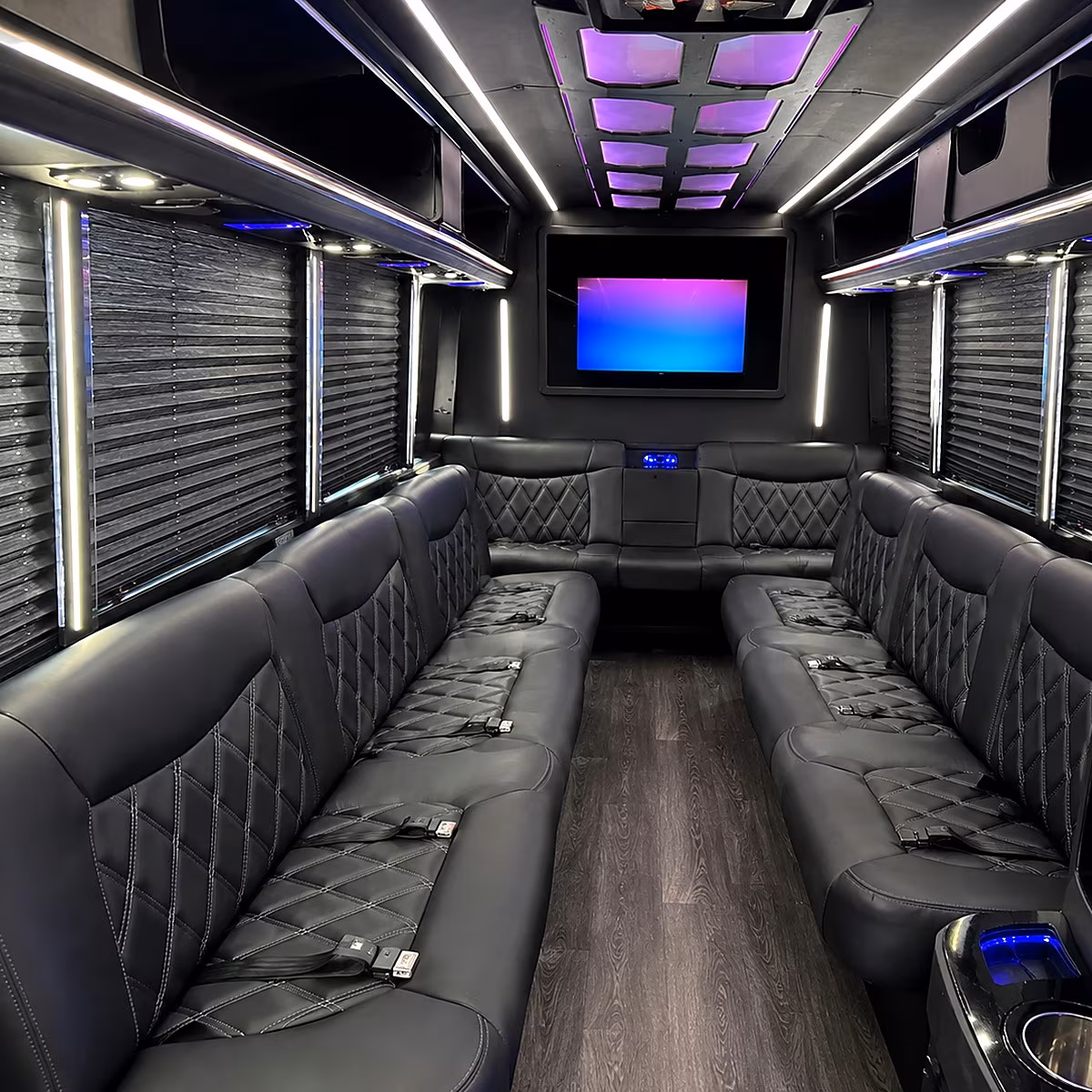 Wellington Sporting Event Transportation party bus interior
